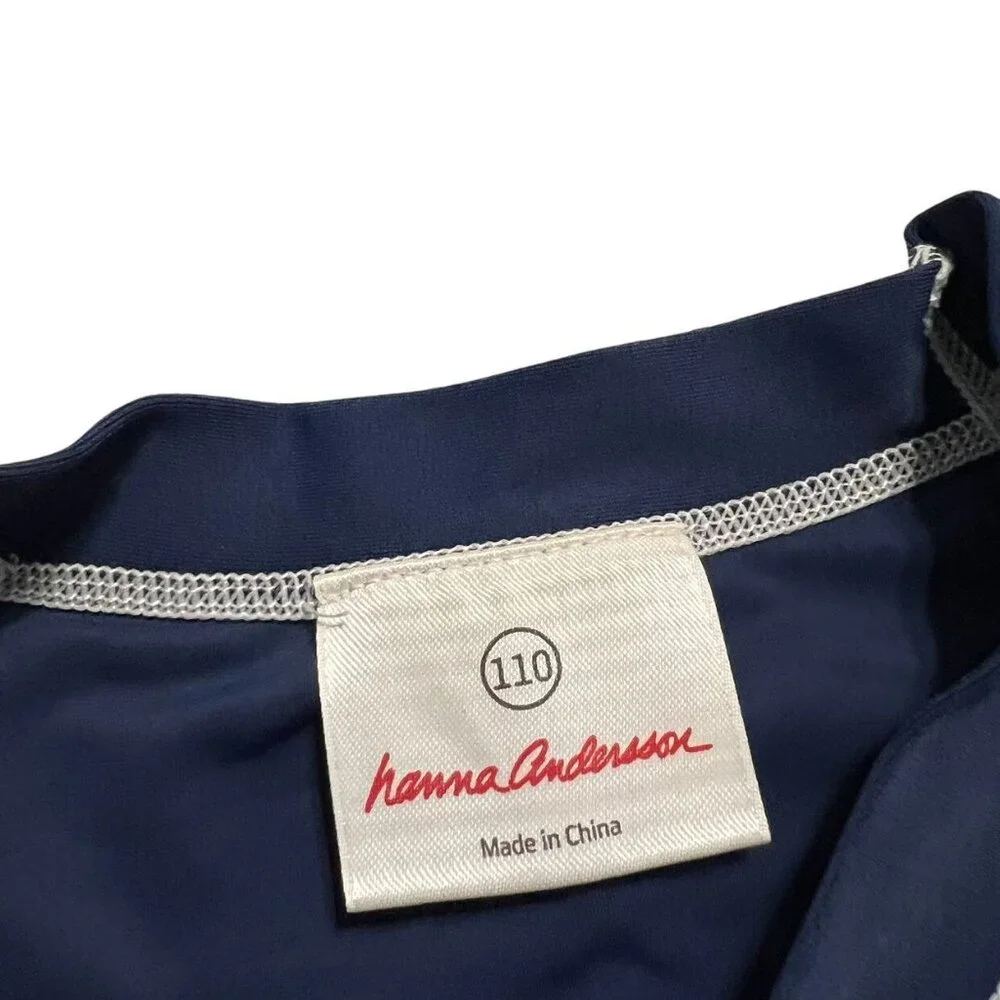 Hanna Andersson Sz 110 (5Y) Navy Blue Long Sleeve Rashguard Swim Shirt
